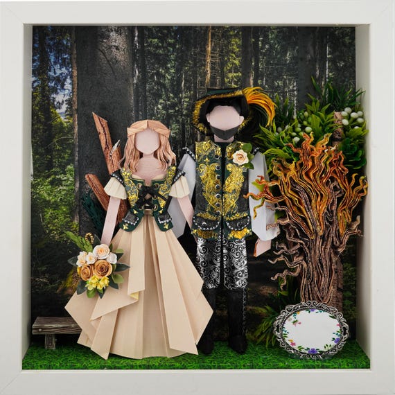 No.256 The Renaissance Wedding, gift for wife, husband, Custom-made Original Origami art gift, Paper anniversary gift