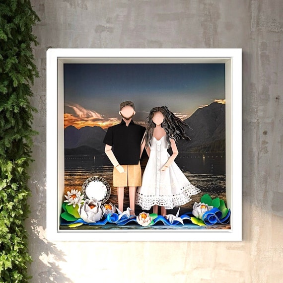 No.196 Mountain, River view venue, gift for sister, Custom-made Original Origami art gift, Paper anniversary gift