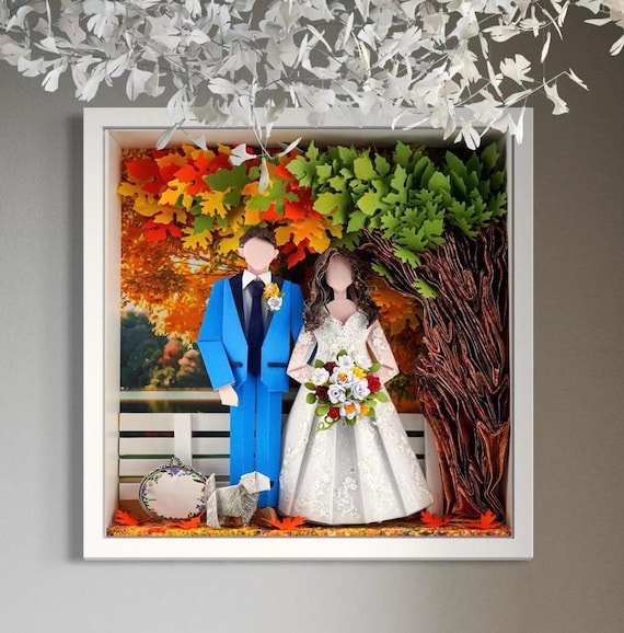 No.215 Trees, gift for wife, husband, Custom-made Original Origami art gift, Paper anniversary gift