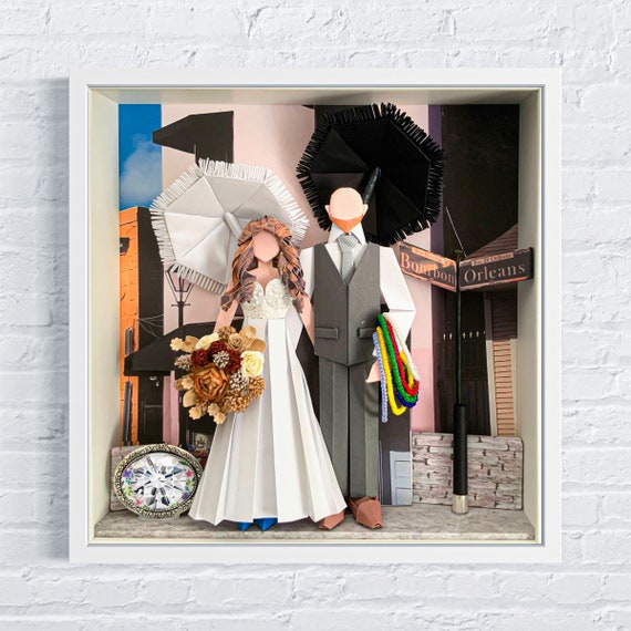 No.167   At the French Quarter-New Orleans, Wedding gift, Anniversary gift, Custom-made Original Origami art gift, Paper anniversary gift