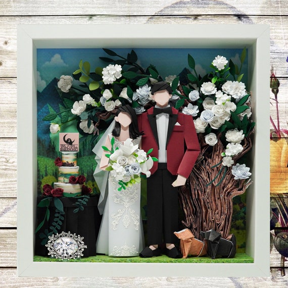 No.126 Mountain and white flowers , Custom-made Original Origami art gift