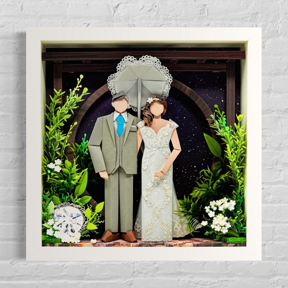 No.159  Under the twinkling stars, Wedding gift, Anniversary gift, Custom-made Original Origami art gift, Paper anniversary gift
