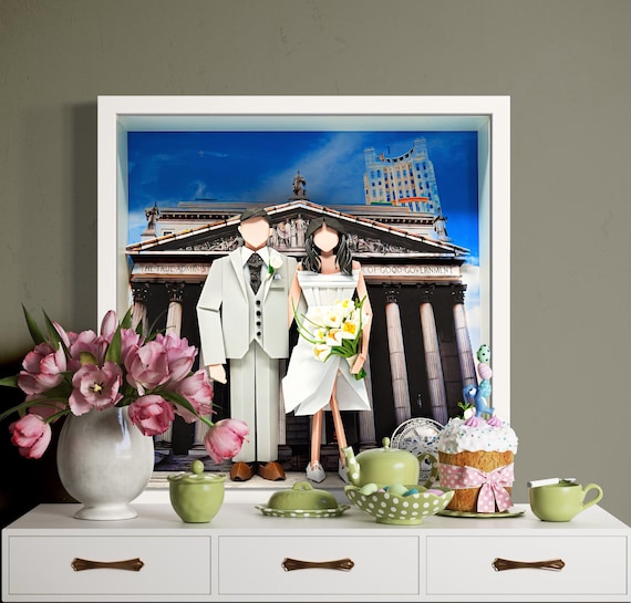 No.172  NY City Hall Wedding, Wedding gift, Anniversary gift, Custom-made Original Origami art gift, Paper anniversary gift