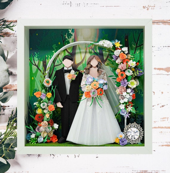 No.158 The white arch and flowers , Wedding gift, Anniversary gift, Custom-made Original Origami art gift, Paper anniversary gift
