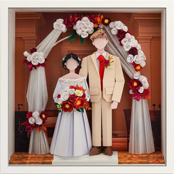 No.236 Flower Arch , gift for wife, husband, Custom-made Original Origami art gift, Paper anniversary gift