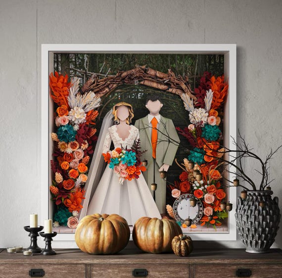 No.207 The Brocken  Arch with fall flowers, gift for wife, husband, Custom-made Original Origami art gift, Paper anniversary gift