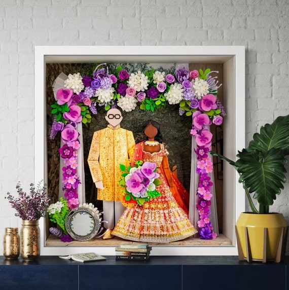 No.195 Indian wedding attire, gift for husband, Custom-made Original Origami art gift, Paper anniversary gift