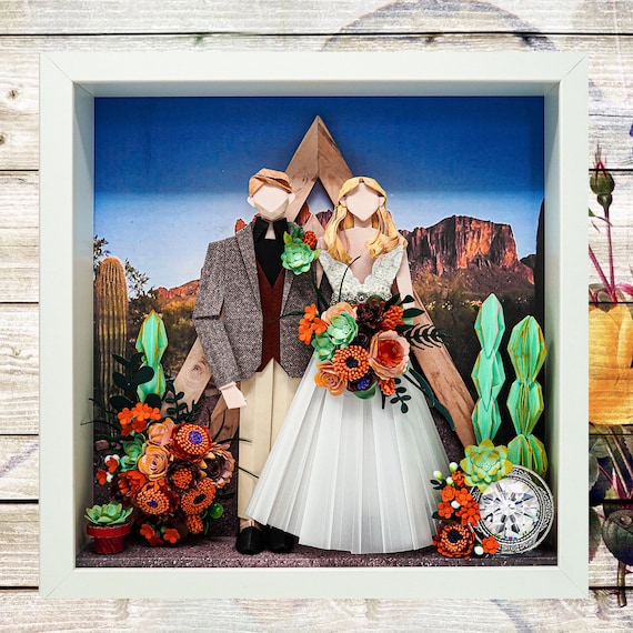 No.133 The Superstition Mountains with cactuses  , Custom-made Original Origami art gift