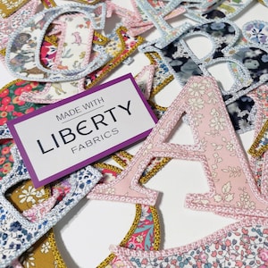 Liberty Fabric Embroidered Letter or Number Patch – Iron On, Sew On or Stick On – Custom Initial for Clothing, Bags, Gifts, Crafts & Decor