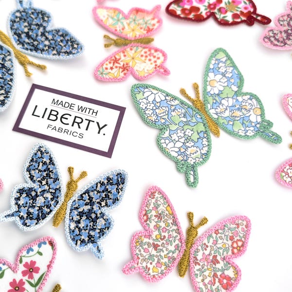 Liberty Fabric Butterfly Patch: Iron-On, Sew-On, or Adhesive Applique