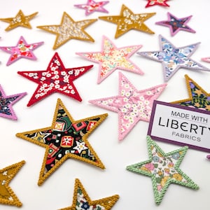 Liberty Fabric Star Patch: Embroidered Iron-On or Sew-On Applique