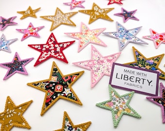 Liberty Fabric Star Patch: Embroidered Iron-On or Sew-On Applique