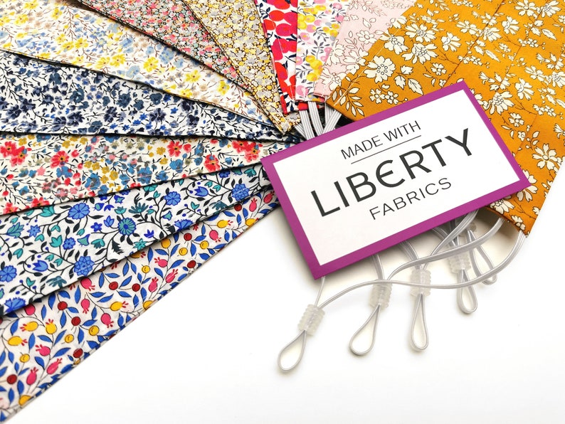 Liberty Face Mask Made with Luxury Liberty London Tana Lawn Fabric Plain and Floral Patterns for Ladies, Gents, Teens and Kids 50+ Patterns 