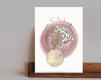 A4 | DANCING GODDESS, moon goddess, art print, home decor, wall art, wall decor, feminist poster, feminist art, postcard, gift cart, friends