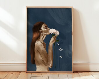 Feminine Soul Art Print | Woman with Flower Illustration