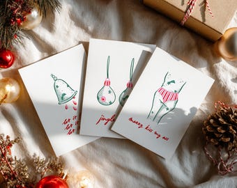 WEIHNACHTSKARTE für Frauen - Set of 3 - lustig, feministisch, Menstruation, humorvoll, einzigartig