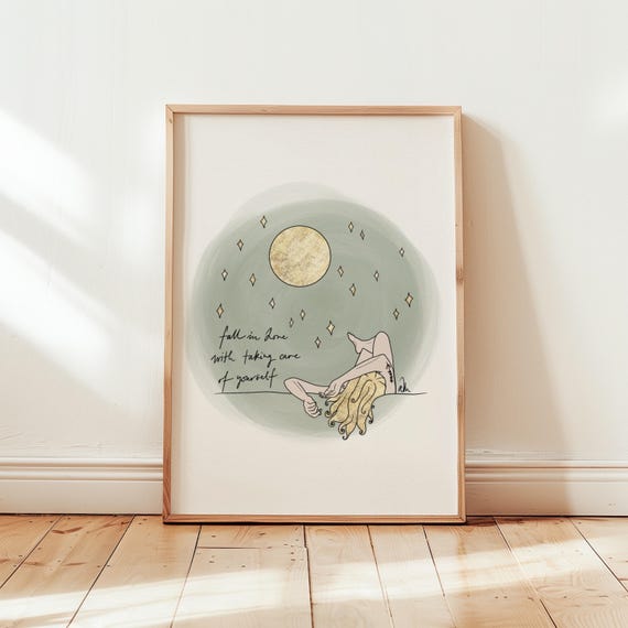 Self Care Full Moon Art Print | Woman Empowerment Wall Decor