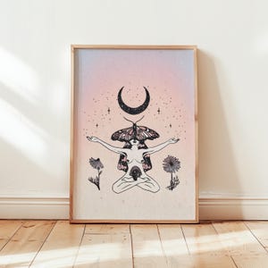 A4 | IMPRESSION AUTO-ENTRETIEN | affiche de pleine lune | Art des phases de la lune | Pleine lune | Suspension murale | Impression d&#39;art femme | Décoration d&#39;intérieur | Art mural | Décoration murale