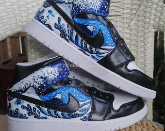 Custom Air Jordan 1 Mid Hand Painted Nike Custom Sneakers | Etsy Singapore