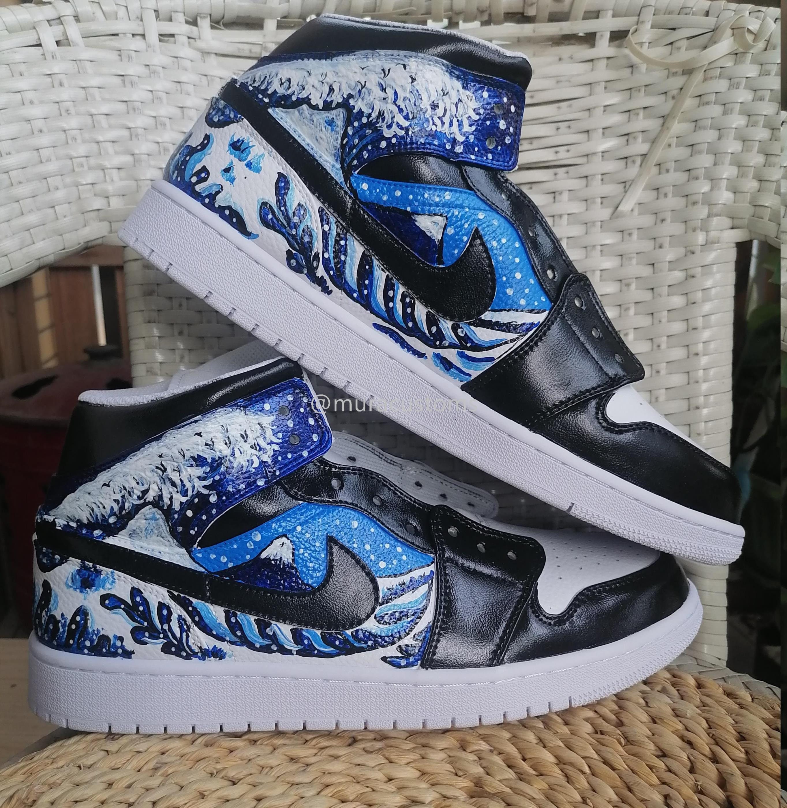 Custom Air Jordan 1 Mid Hand Painted Nike Custom Sneakers | Etsy