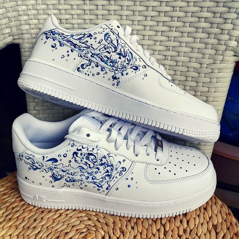 blue and white custom air force 1