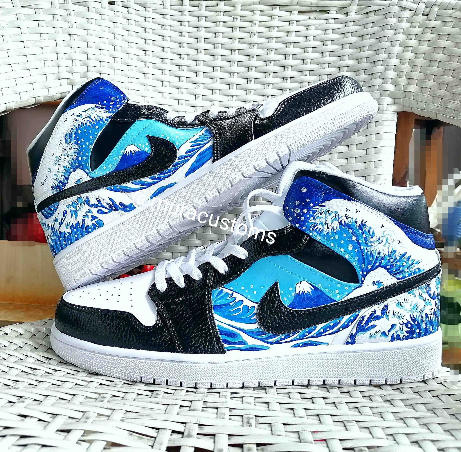 Custom Air Jordan 1 Mid Hand Painted Nike Custom Sneakers | Etsy