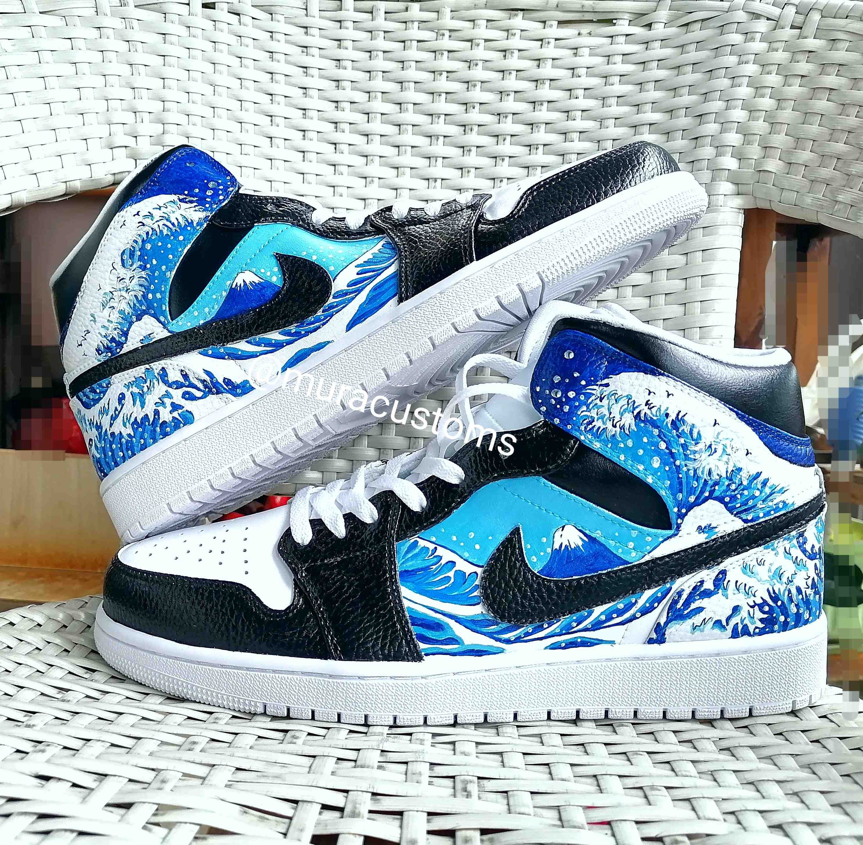 Custom Air Jordan 1 Mid Nike Custom Custom Sneakers Pintados Etsy