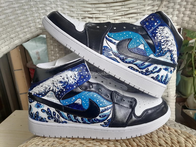 Custom Air Jordan 1 Mid Hand Painted Nike Custom Sneakers - Etsy