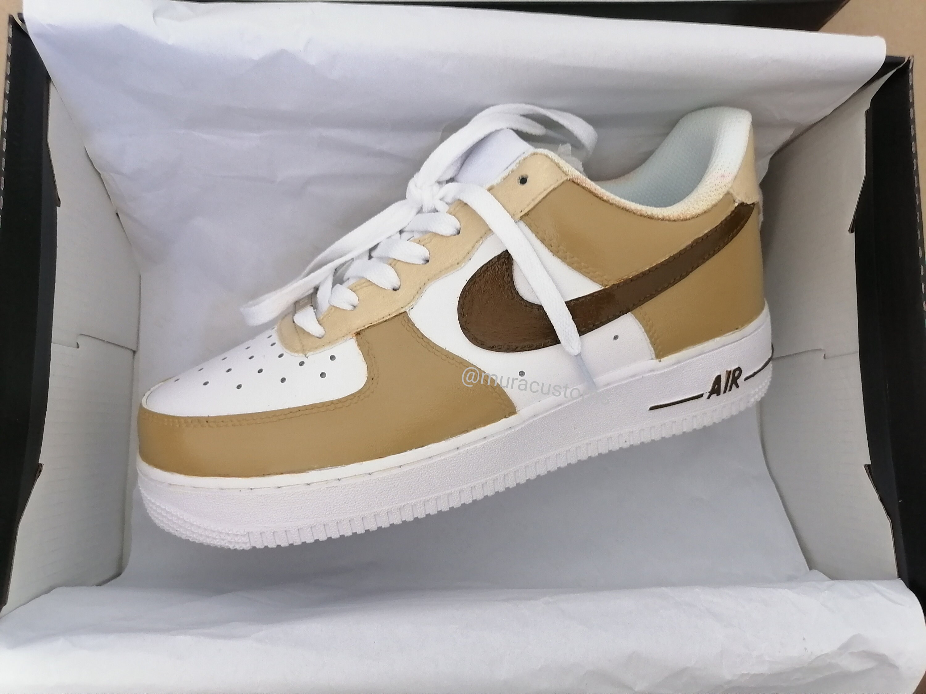Air Force 1 Custom Nike Beige/Brown/Coffee Custom Sneakers | Etsy