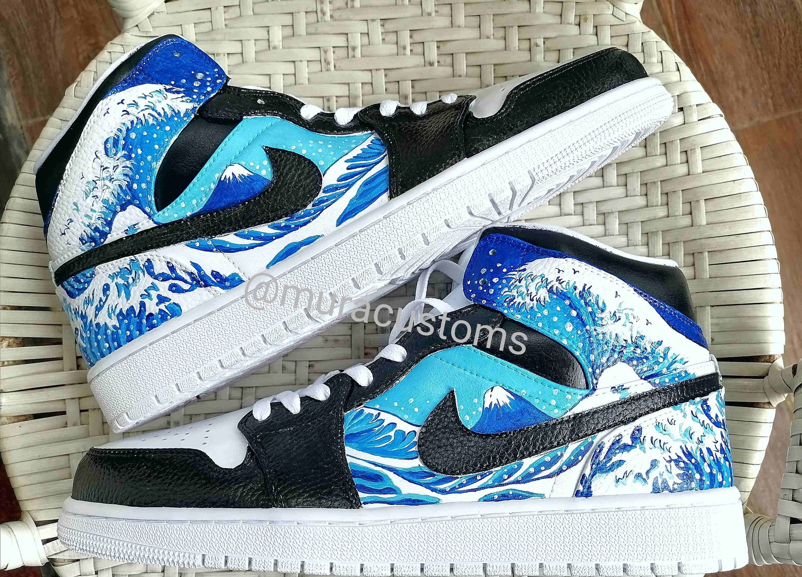 Custom Air Jordan 1 Mid Hand Painted Nike Custom Sneakers | Etsy