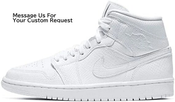 Air Jordan 1 Custom Mid White Sneakers 
