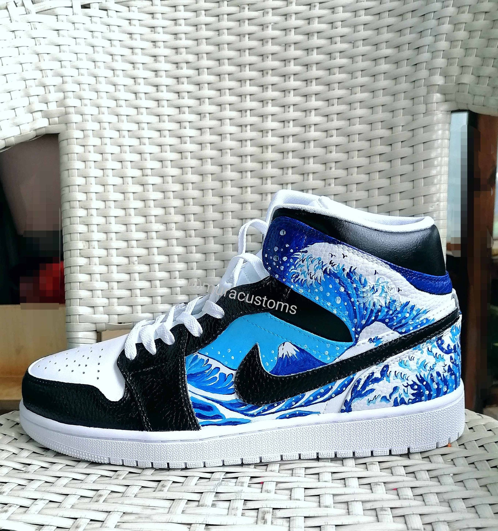 Custom Air Jordan 1 Mid Hand Painted Nike Custom Sneakers | Etsy