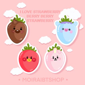 Mini baby Chocolate Strawberries  Sticker Pack | BTS Sticker | BT21 Sticker