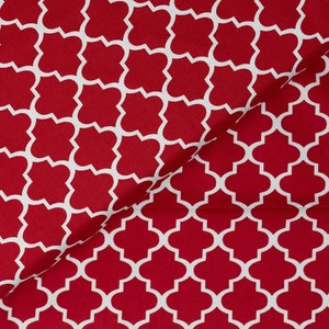 Red Quatrefoil Cotton Quilting Fabric BTY