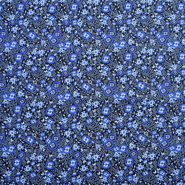 Prairie Floral Blue Cotton Quilting Fabric BTY