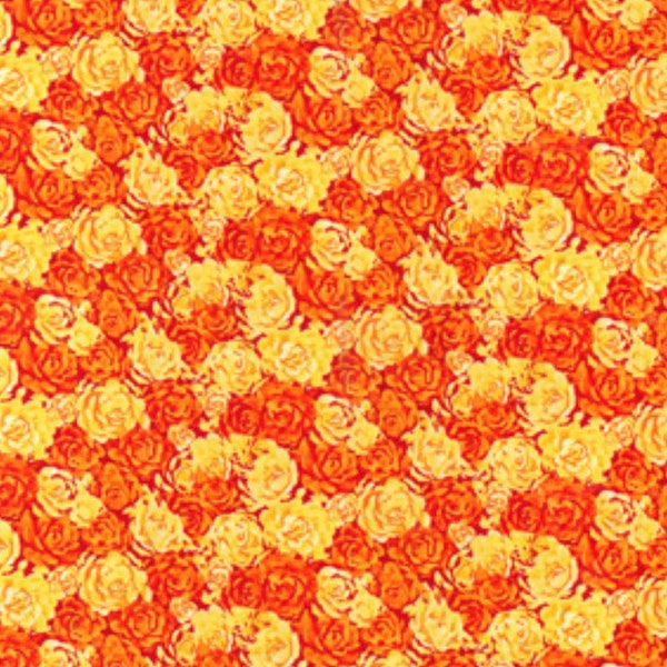 Yellow/Orange Roses Floral Quilting Cotton Fabric By The Yard
