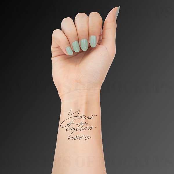 Temporary Tattoo Hand Mockup, Styled Wrist Mock Up, Minimal and modern, black ombre background