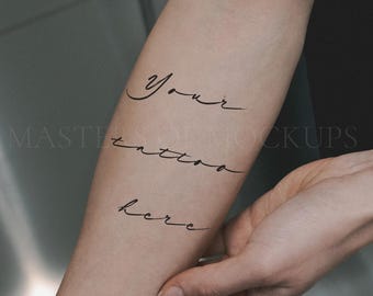 Maqueta de tatuaje en el antebrazo y la muñeca / Colocación realista para diseños de tatuajes temporales / Maqueta de plantilla de tatuaje digital para artistas del tatuaje