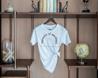 White Knotted Tshirt Mockup, Bella Canvas Tshirt Mock, Tied Tshirt on hanger, Luxury Traveller clothing mock, art deco, walnut