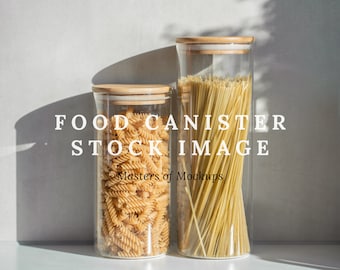Food Canister Stock Photo, Styled Stock Image, Glass Jar Mockup, Glass Storage Mock Up, Kitchen Mockup