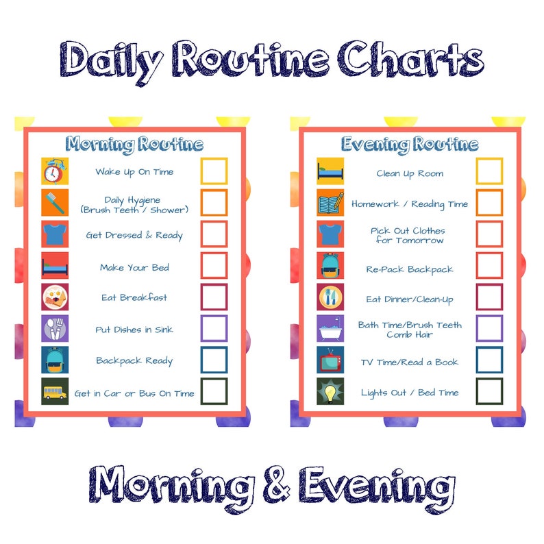 daily-routine-charts-for-kids-morning-evening-printable-etsy-uk