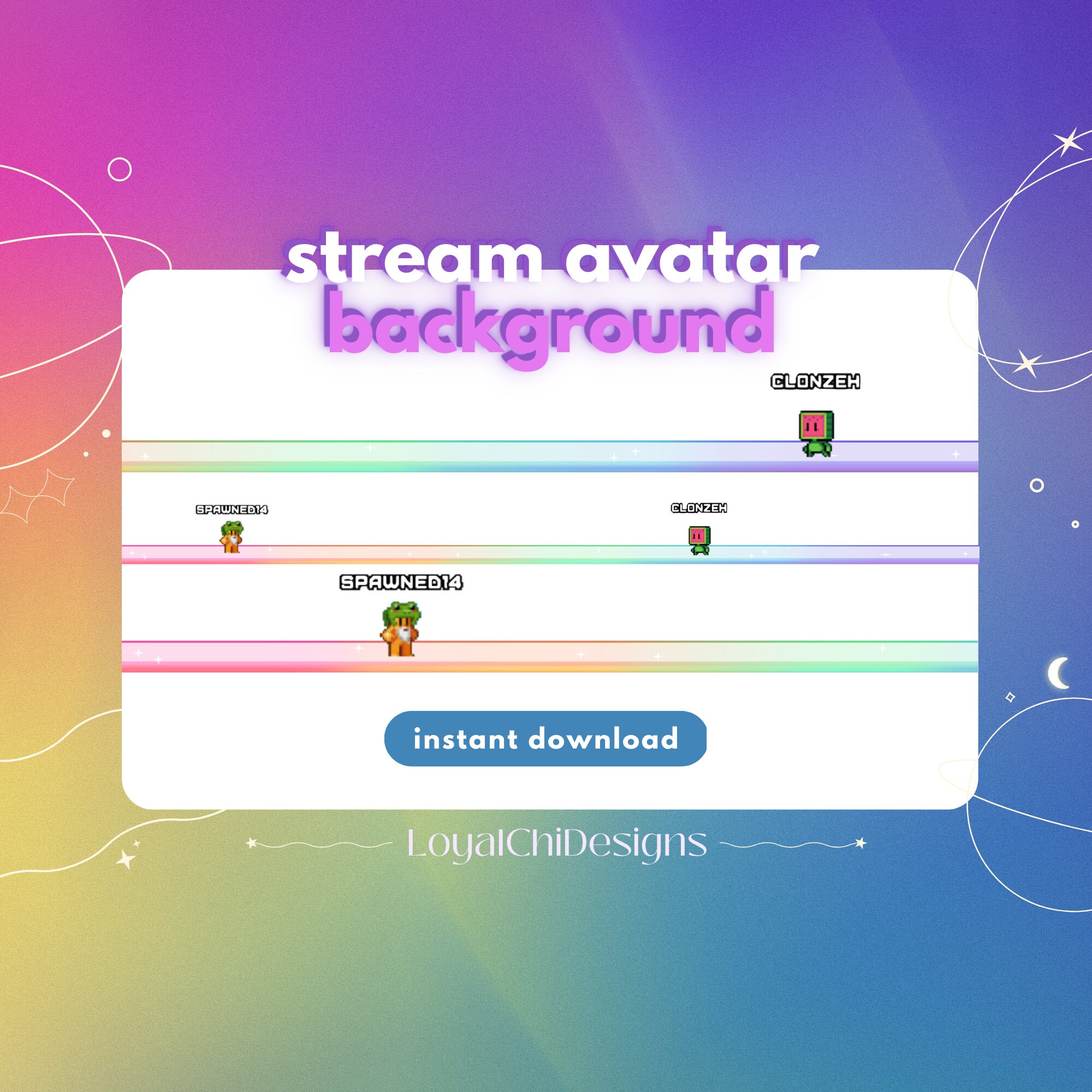 Rainbow Stream Avatar Background | Graphic Overlay | Twitch Streamer ...
