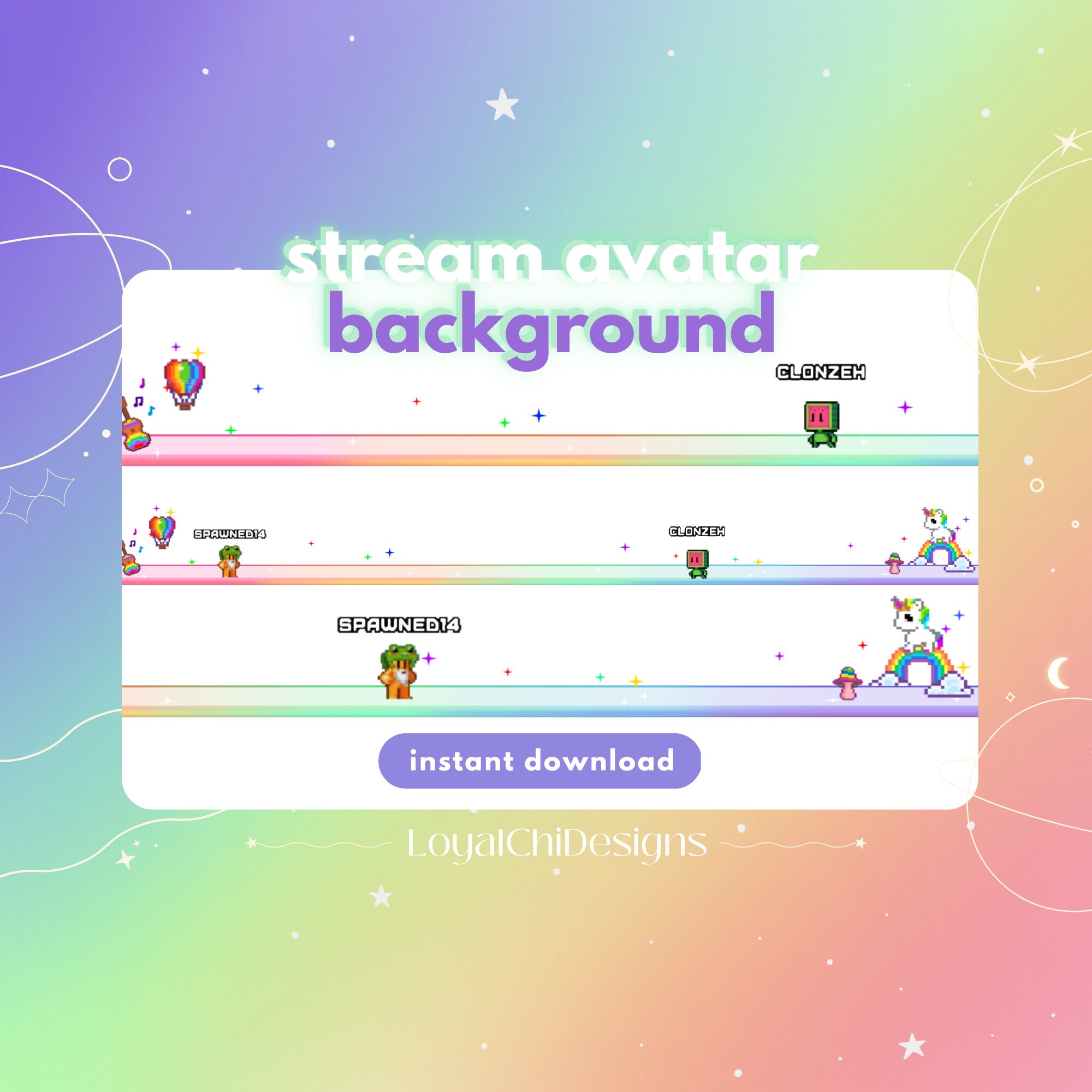Pride Stream Avatar Background Graphic Overlay Twitch Streamer Digital Download Ready to Use