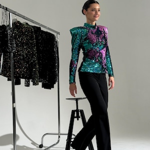 Multicolor Sequin Blouse: Reversible Party Top