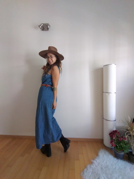 90s Denim Dress, Button Down Dress, Jean Dress, Lo