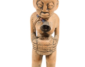 Albino figure, Ibeji - Wood, Bell - Yoruba - Nigeria