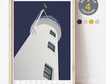 Scarborough Lighthouse Print: Yorkshire Art, Contemporary Illustration