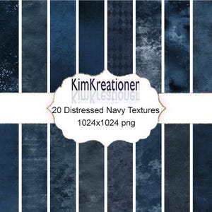 Seamless Distressed Navy Textures, digital paper, distressed textures, grunge backgrounds, vintage blue scrapbook paper instant download