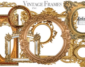 Vintage antique frames mirror png digital download, old classic frames png overlays, baroque frame, digital texture