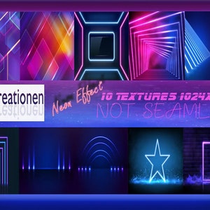 10 Neon Effect Backgrounds - Glowing Background - Neon backdrop - instant download - Neon Signs Digital Background Disco Background